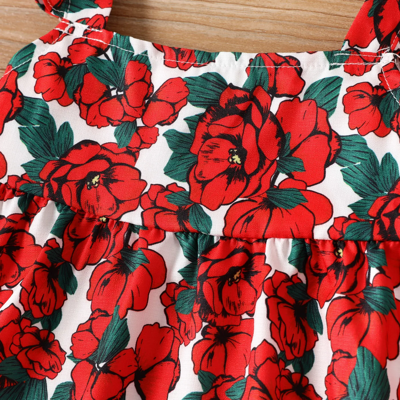 Toddler Girl Rose Pattern Flutter Sleeve Dress  image 4