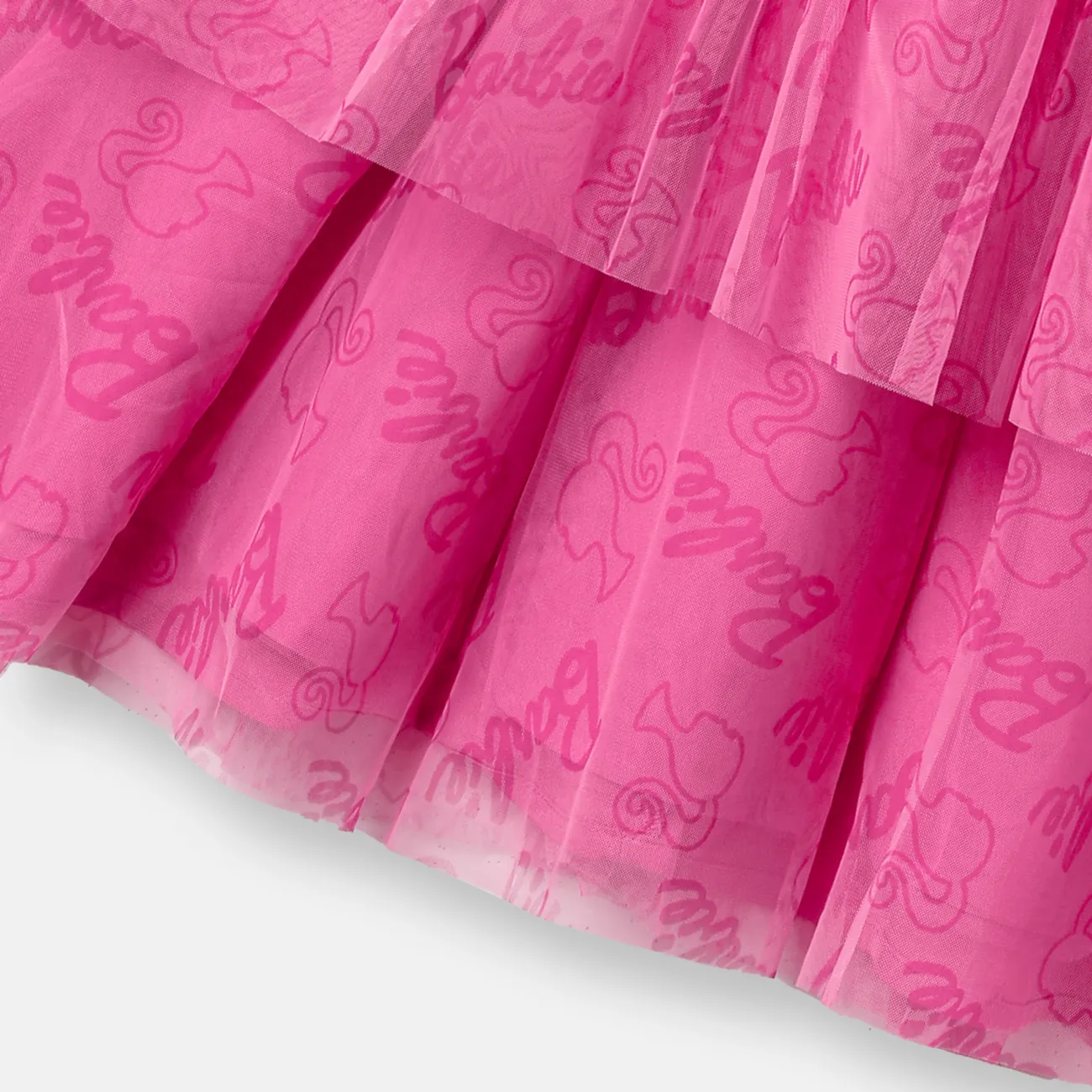 Barbie Páscoa Criança Menina Saia de várias camadas Letras Vestidos cor de rosa big image 1