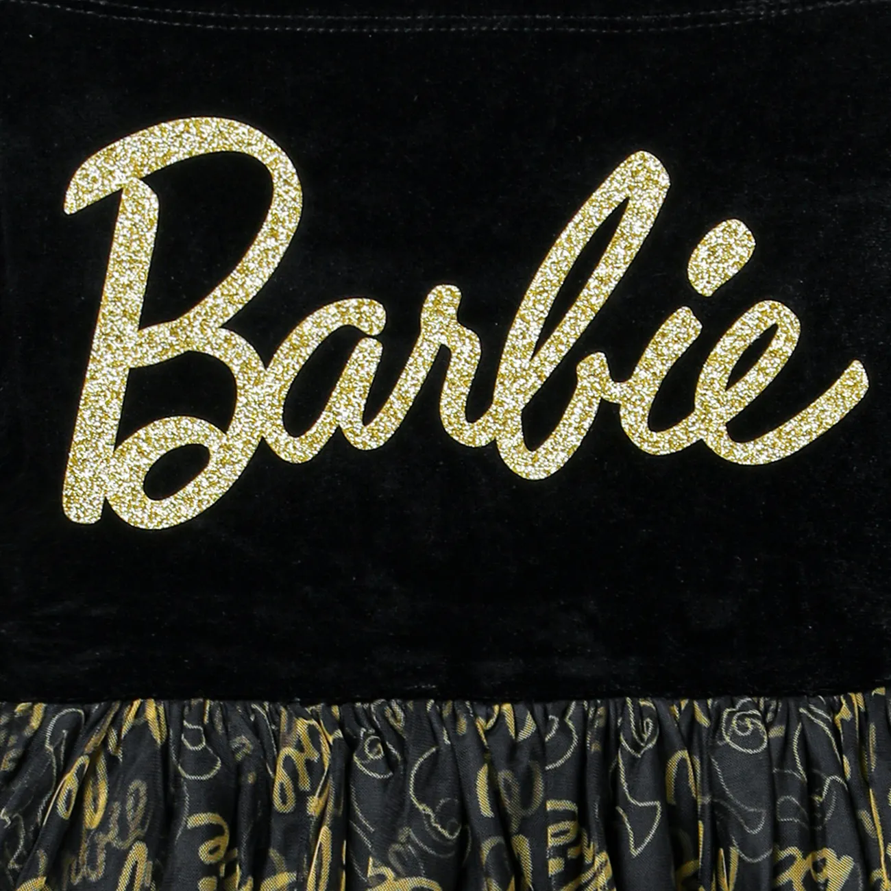 Barbie Páscoa Criança Menina Saia de várias camadas Letras Vestidos Preto big image 1