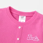 Barbie Kid Girl 2pcs Heart Print Corduroy Top and Plaid Skirt Set  Pink image 2