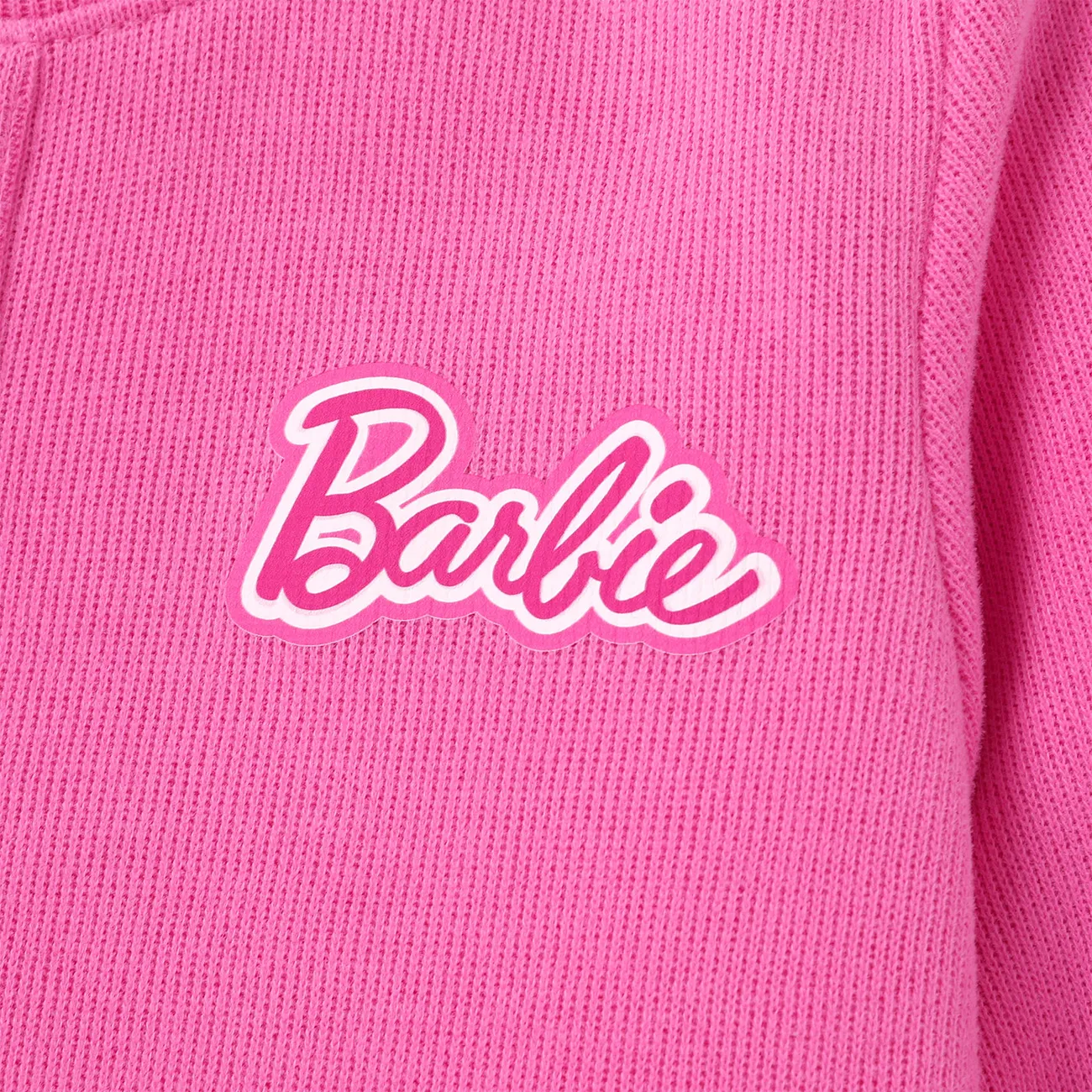 Barbie Kid Girl 2pcs Heart Print Corduroy Top and Plaid Skirt Set  Pink big image 1