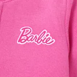 Barbie Kid Girl 2pcs Heart Print Corduroy Top and Plaid Skirt Set  Pink image 4