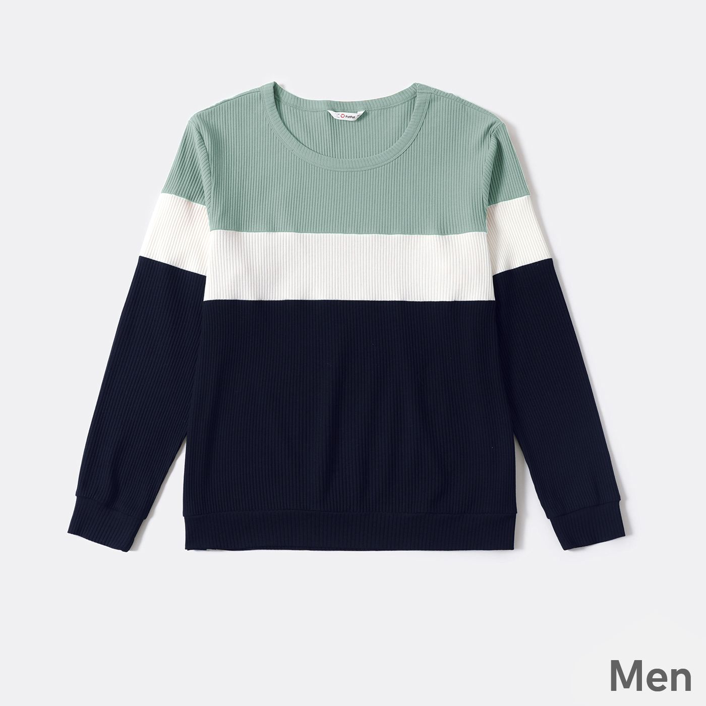 

Family Matching Color Block Long-sleeve Rib-knit Tops