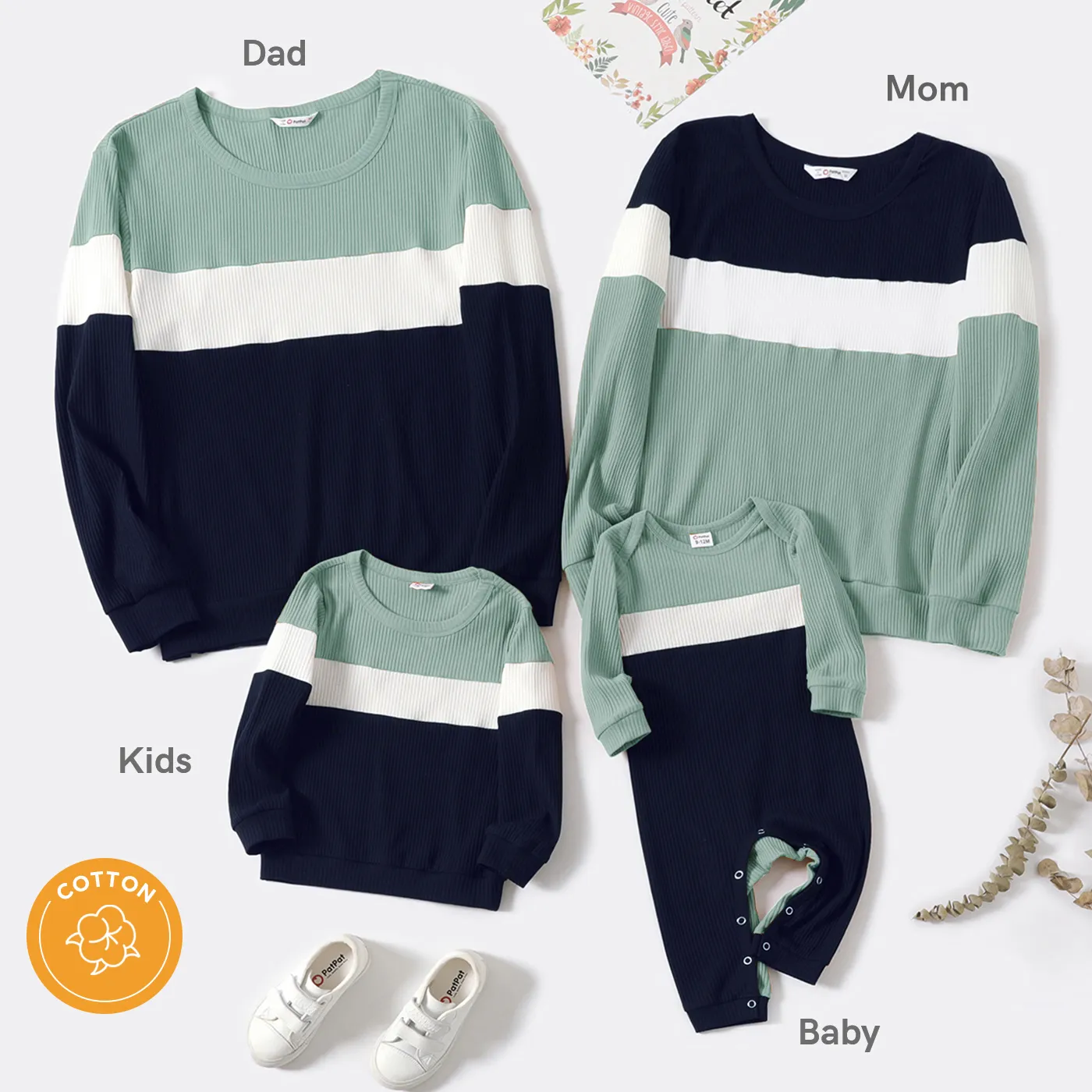 Look de família Manga comprida Conjuntos de roupa para a família Tops  image 2