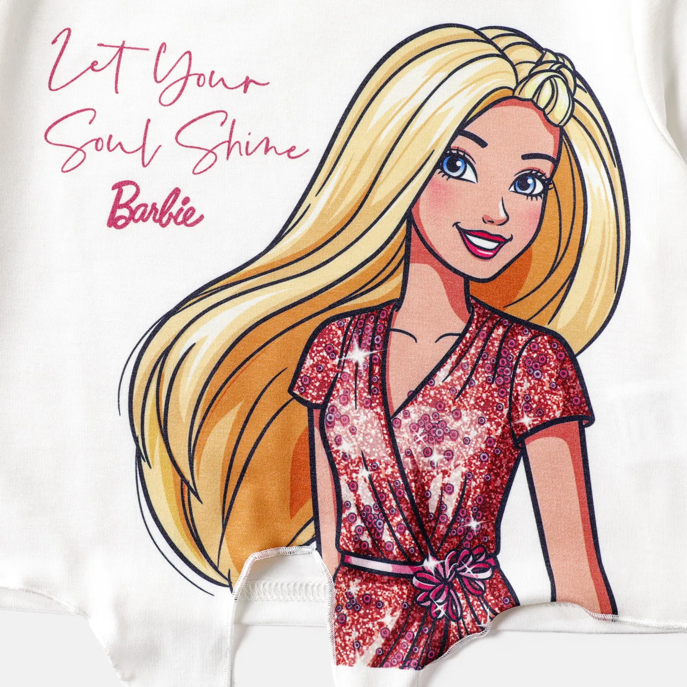 Barbie Kid Girl 2pcs Naia™ Figure Print Long-sleeve Top and Sequin Skirt Set  Gold image 5