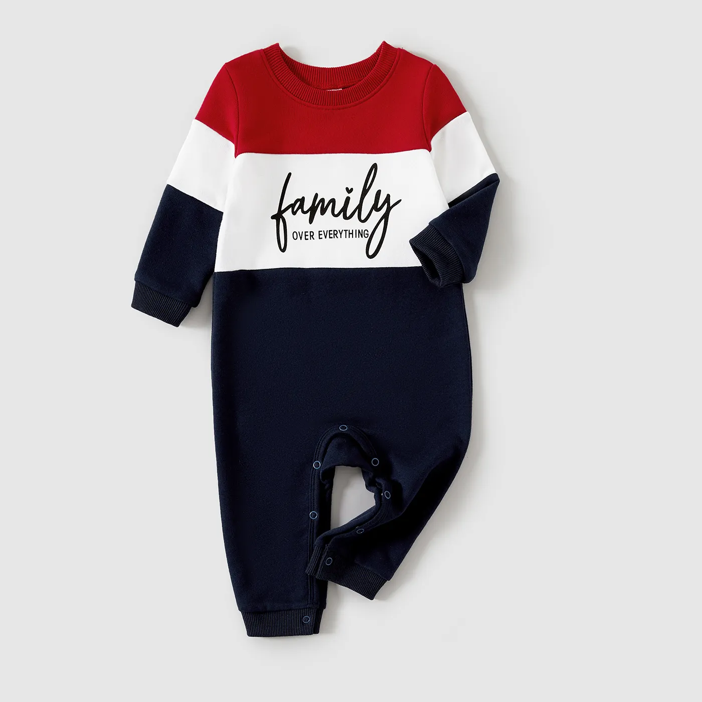 Family Matching Colorblock Letter Print Crew neck Long-sleeve Sweatshirts
 Color block big image 1
