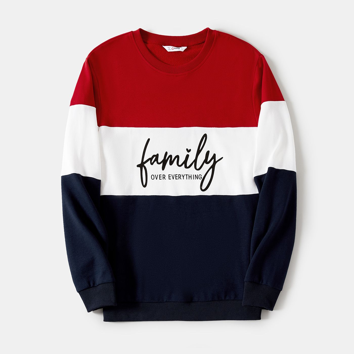 Valentine's Day Family Matching Colorblock Letter Print Crew Neck Long-sleeve Sweatshirts