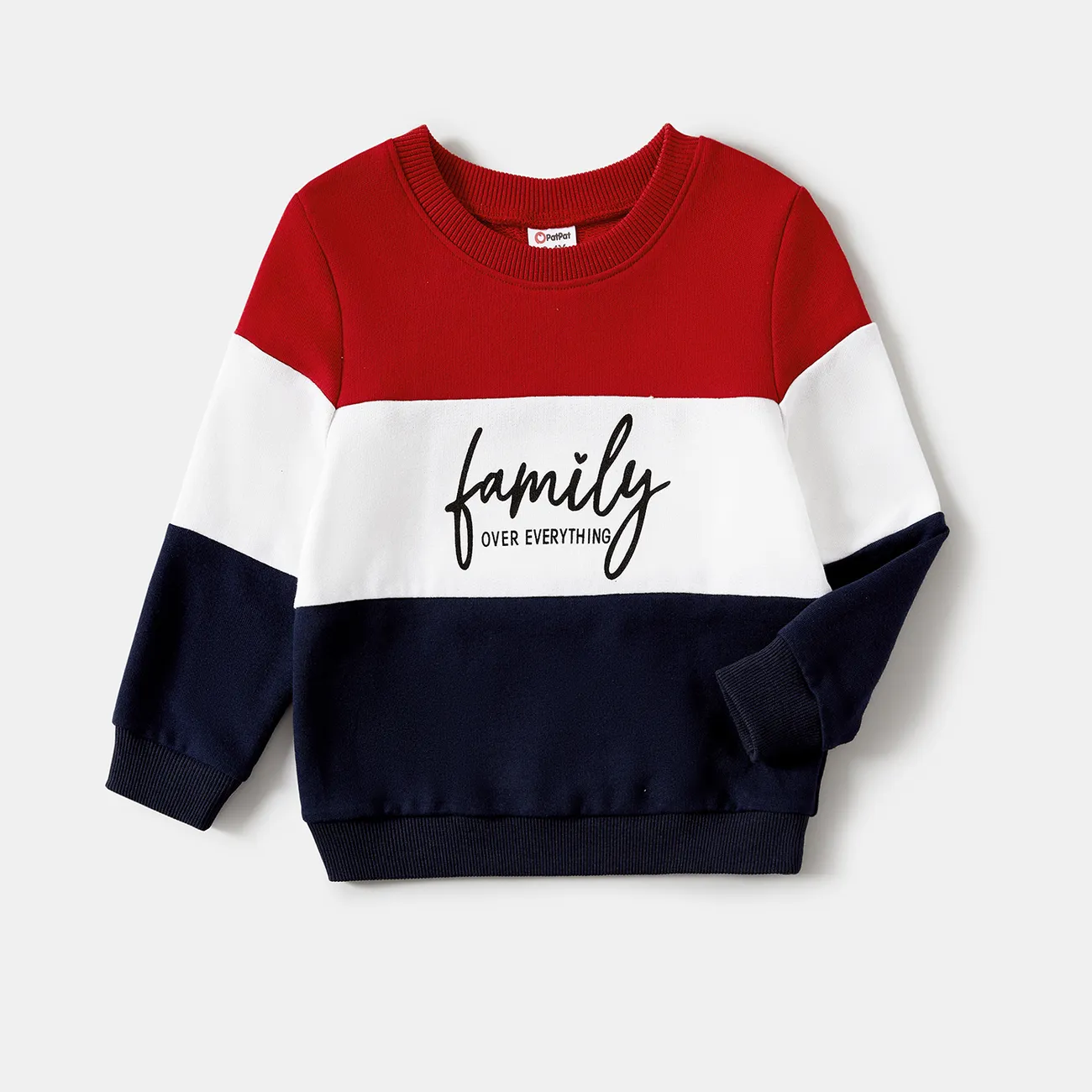 Family Matching Colorblock Letter Print Crew neck Long-sleeve Sweatshirts Color block big image 1