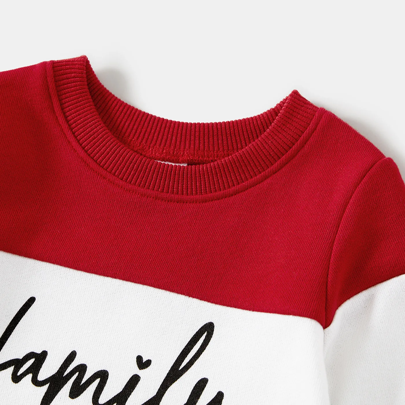 Family Matching Colorblock Letter Print Crew neck Long-sleeve Sweatshirts
 Color block image 3