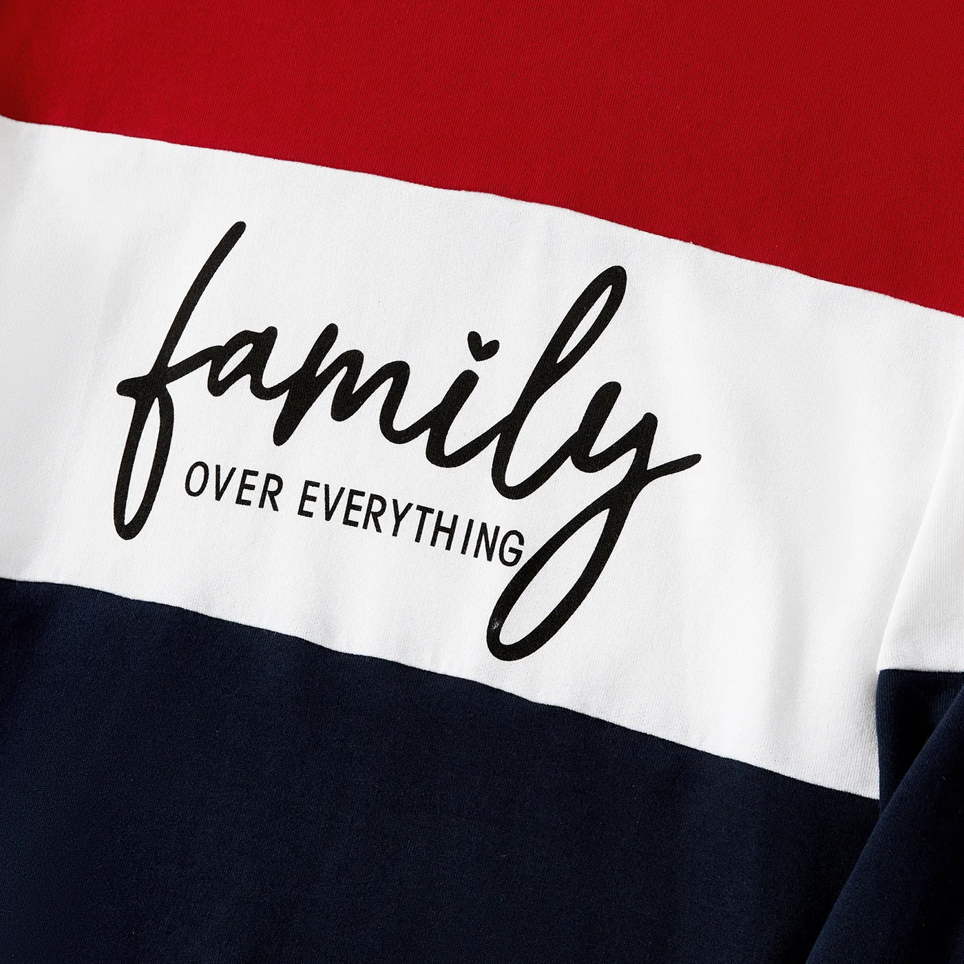 Family Matching Colorblock Letter Print Crew neck Long-sleeve Sweatshirts
 Color block image 4