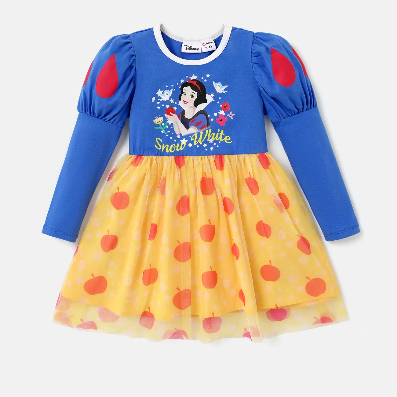 Disney Princess Baby/Toddler Girl Character Print Gigot Sleeve Mesh Panel Fairy Dress Blue big image 1