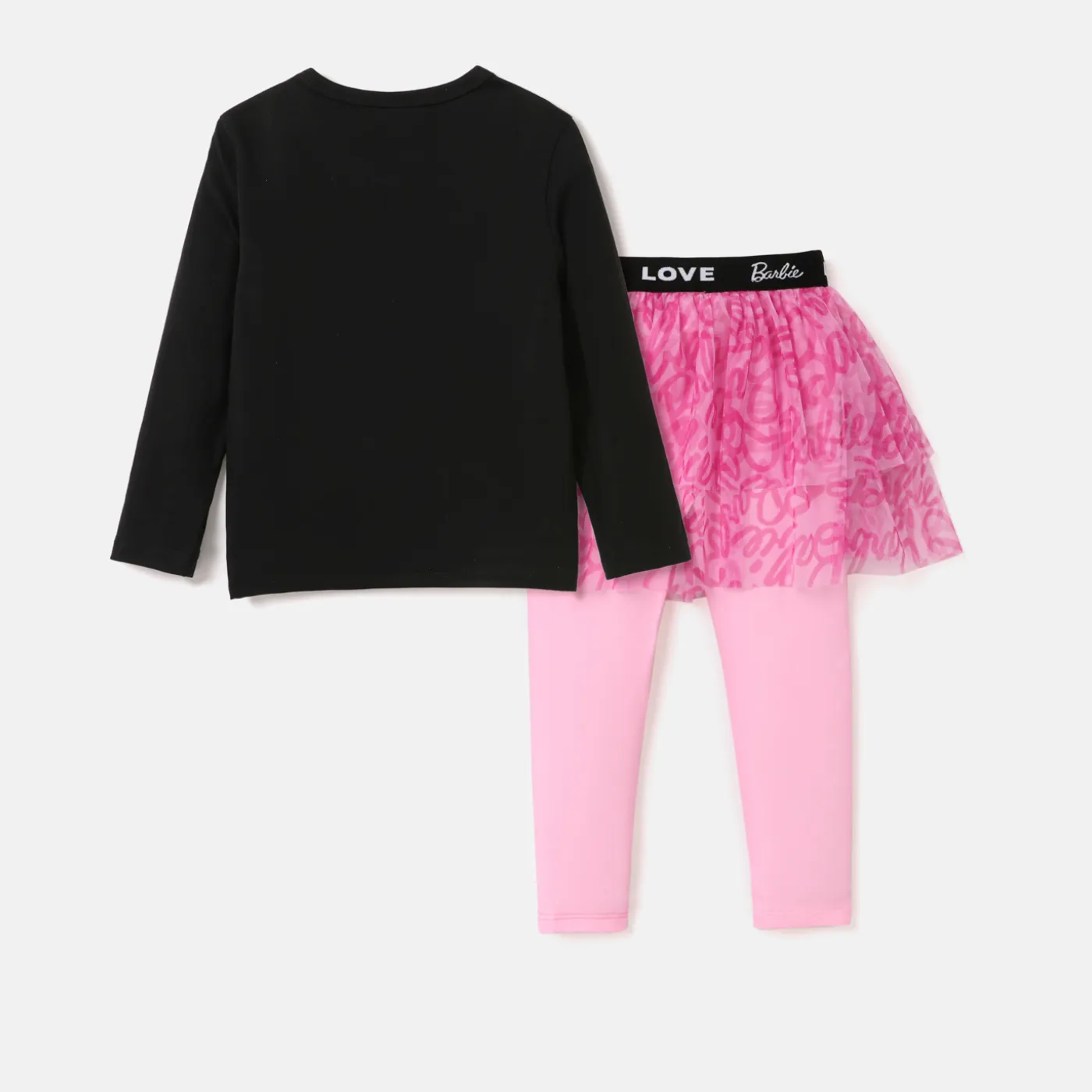 Barbie Toddler Girl 2pcs Long-sleeve Top and Mesh Overlay 2 In 1 Legging Set   image 2