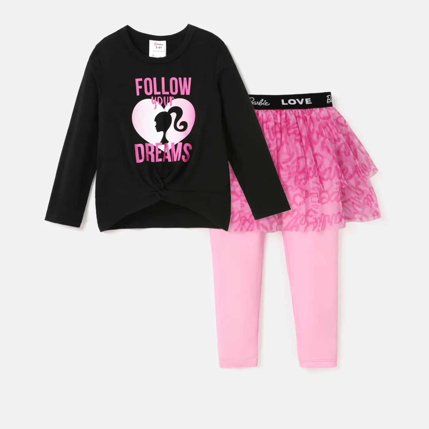 Barbie Toddler Girl 2pcs Long-sleeve Top and Mesh Overlay 2 In 1 Legging Set   image 6
