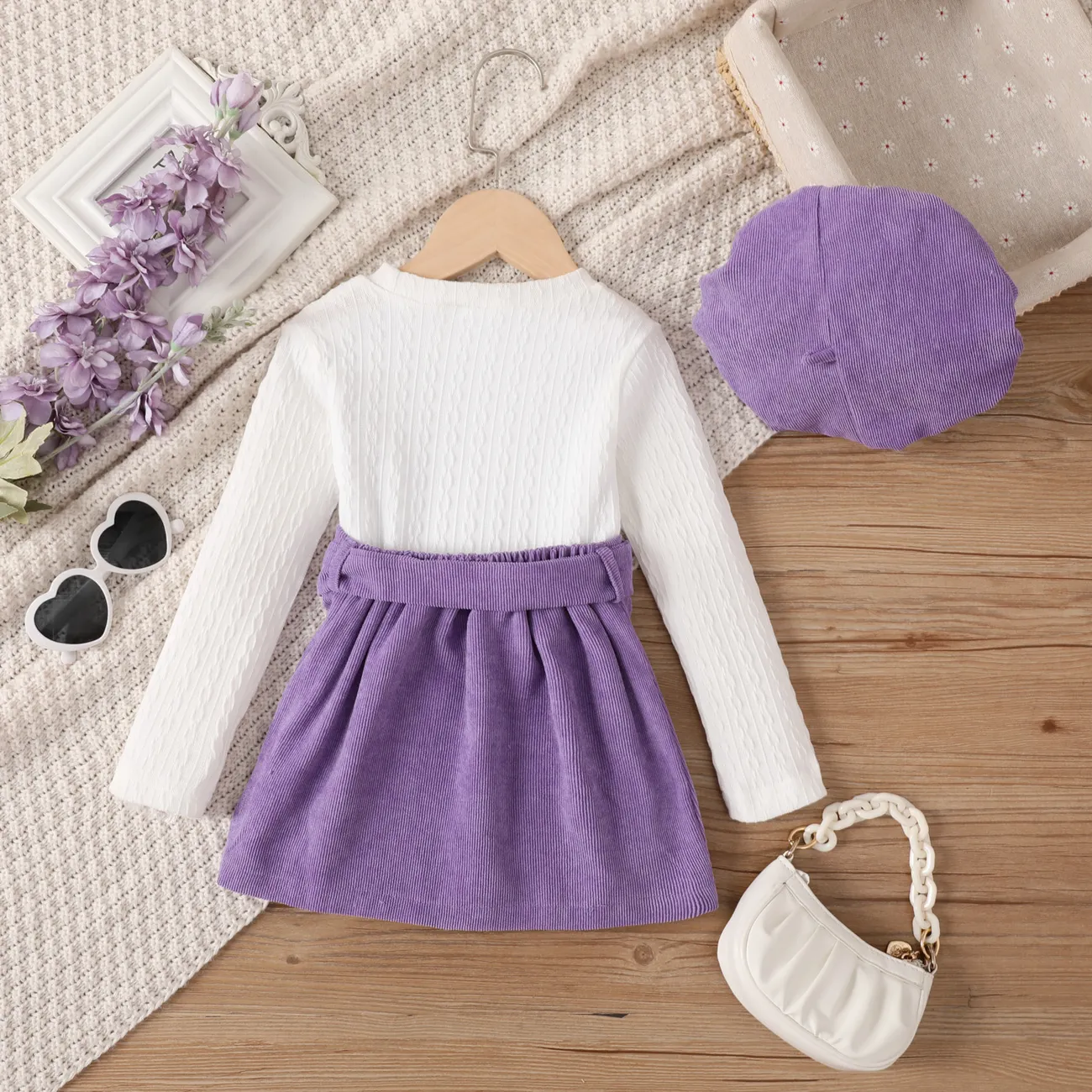 3 Stück Kleinkinder Mädchen Schnürung Preppy-Stil Kostümrock lila big image 1