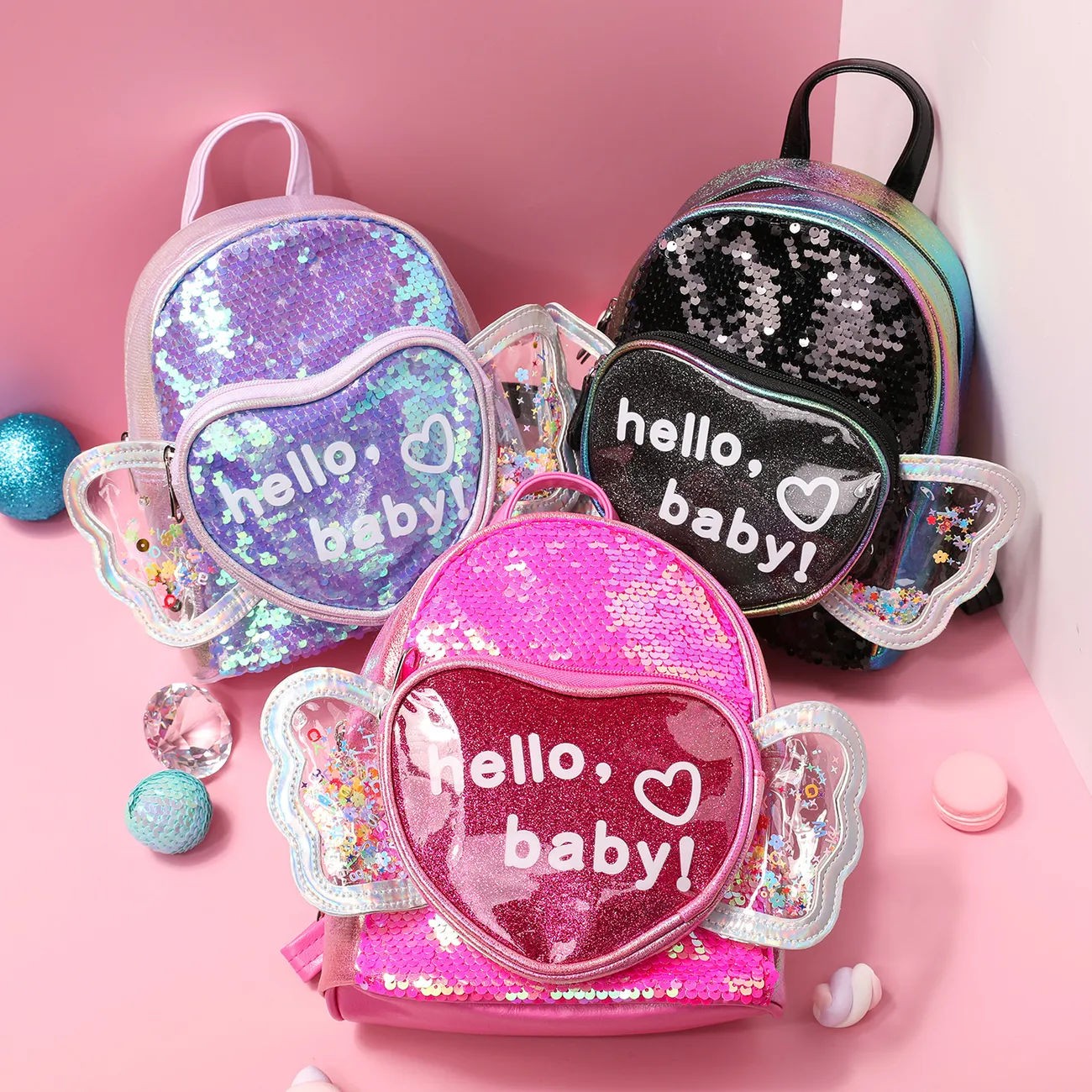 Toddler / Kid Letters Heart Pattern Cute Backpack  Rosa Acceso big image 1