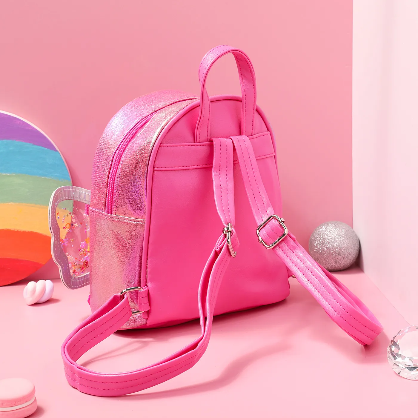 Criança / Kid Letras Coração Padrão Mochila bonito  Rosa Quente image 3