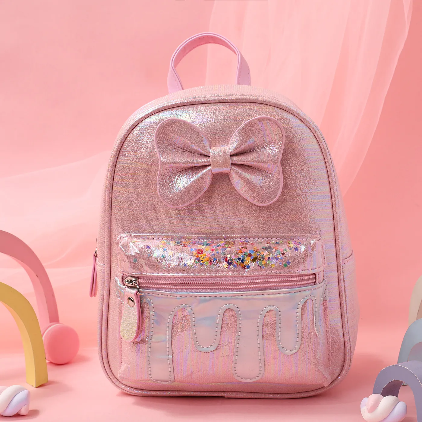 Toddler/Kid Bow Decor Zipper Backpack  Pink