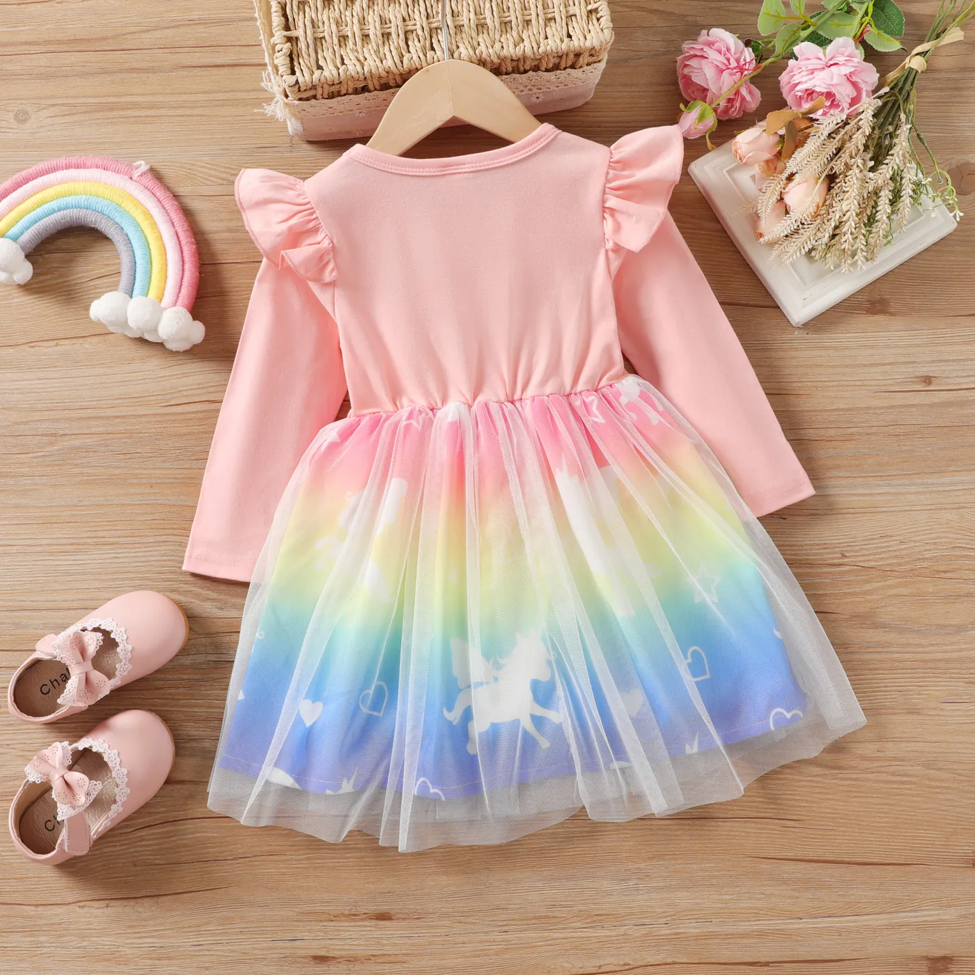 Criança Menina Hipertátil/3D Bonito Unicórnio Vestidos Rosa image 2