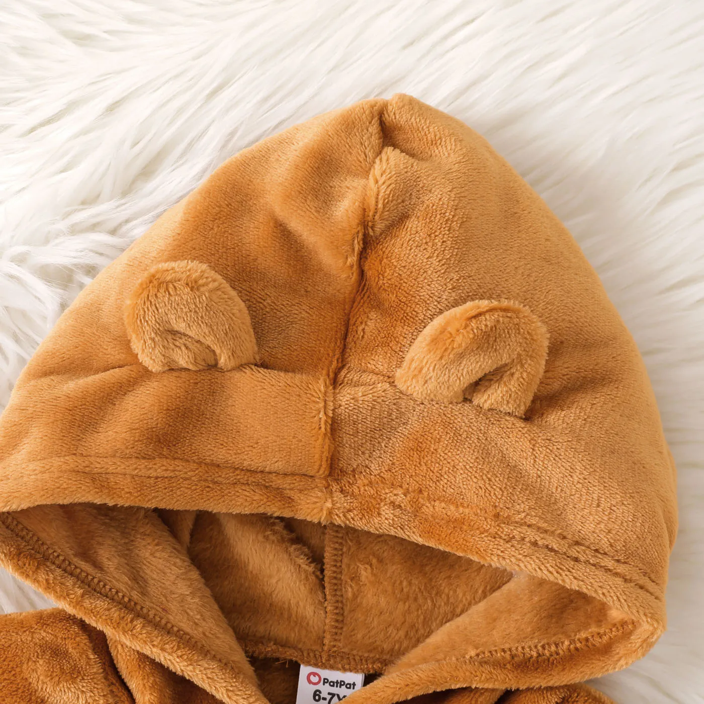 2-piece Kid Girl/Boy Solid color Ear Design Fuzzy Hoodie Sweatshirt and Pants  image 3