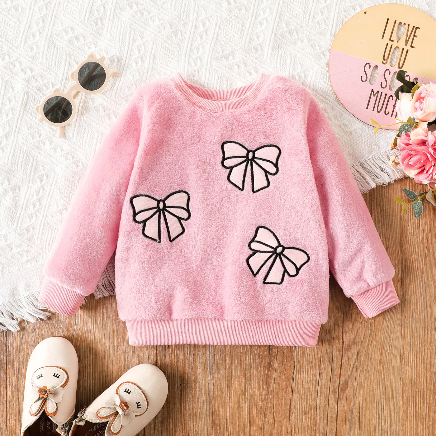 Toddler Girl Sweet Bow Print Hoodie 