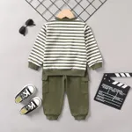 2pcs Todder Boy Cotton Stripe Set with Patch Pocket  image 2