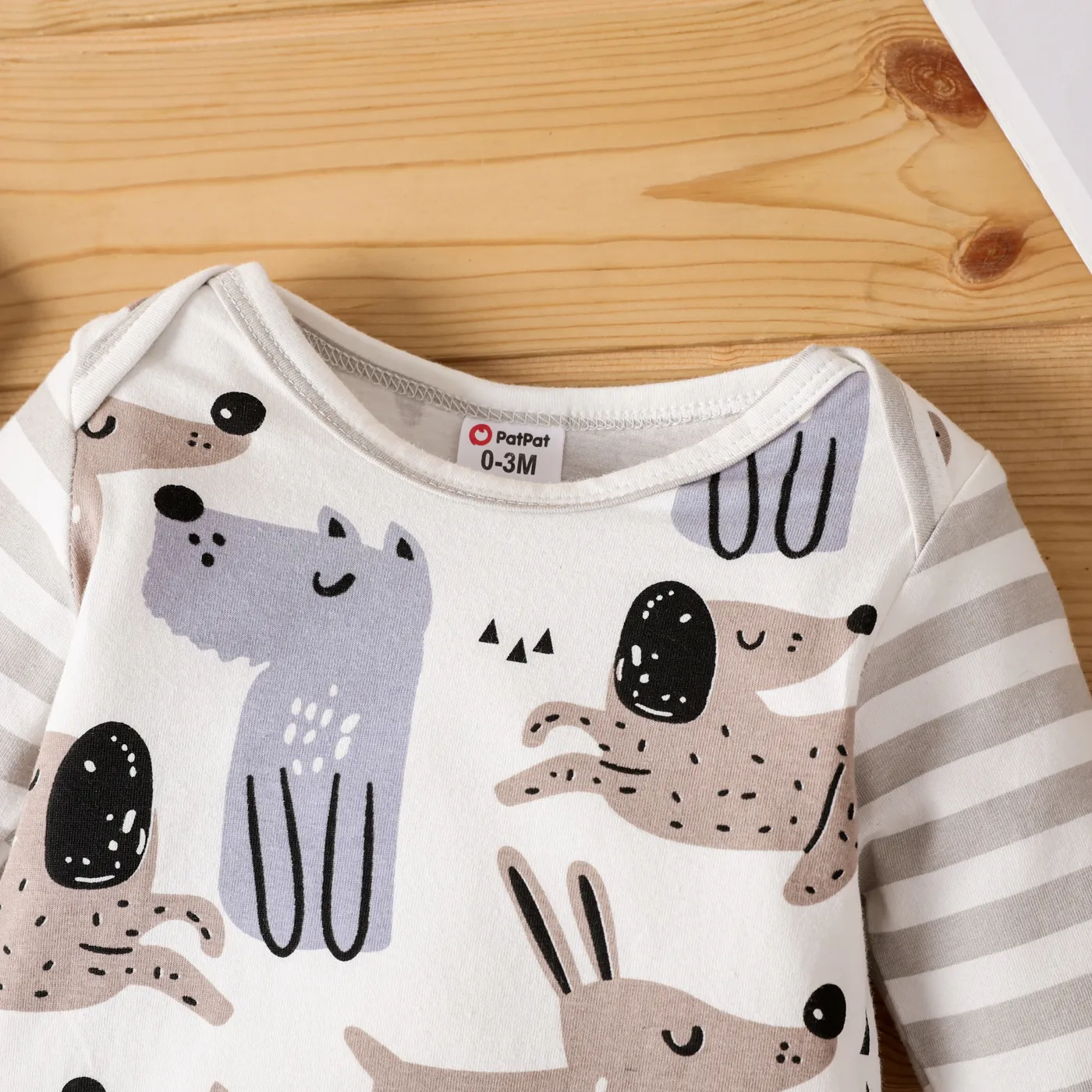 95% Cotton 2pcs Baby Girl Cute Animal Pattern Long Sleeve Jumpsuit Color block image 4