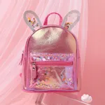 Toddler/Kid Transparent Rabbit Ear Zipper Backpack  Light Red