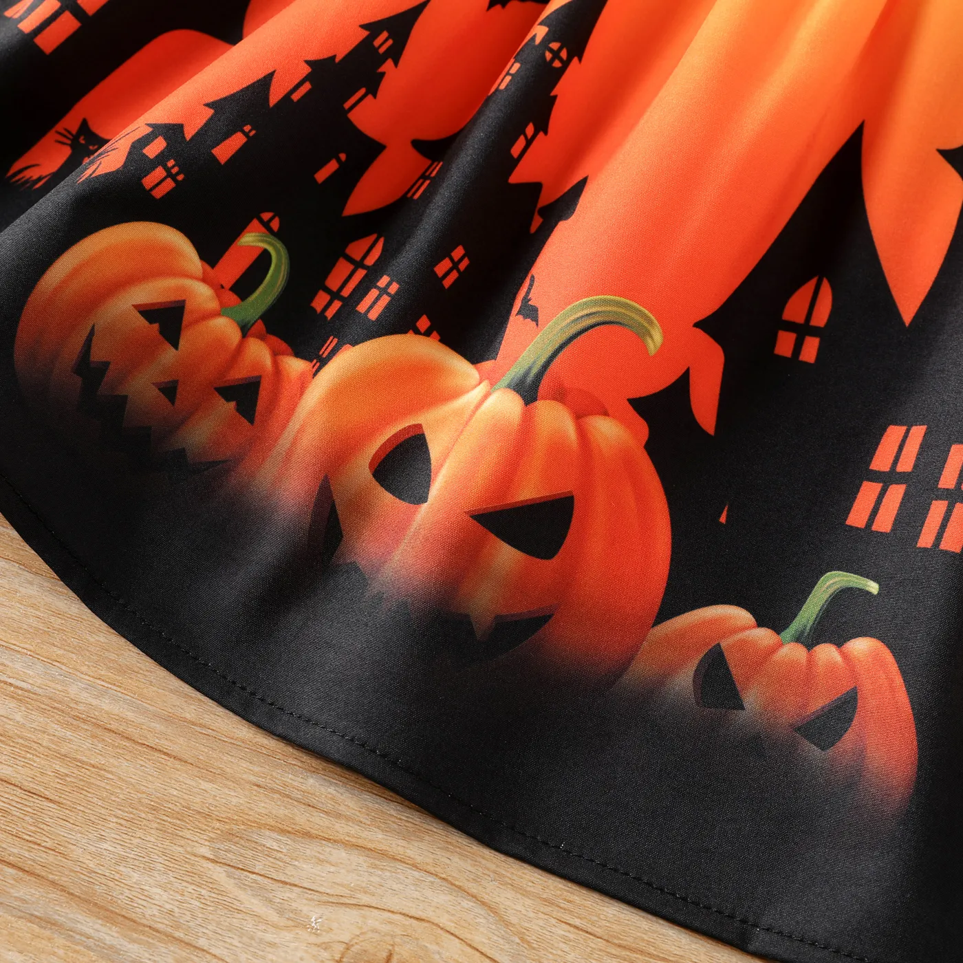 2PCS Toddler Girl Halloween Graphic Pattern Fabric Stitching Dress  image 5