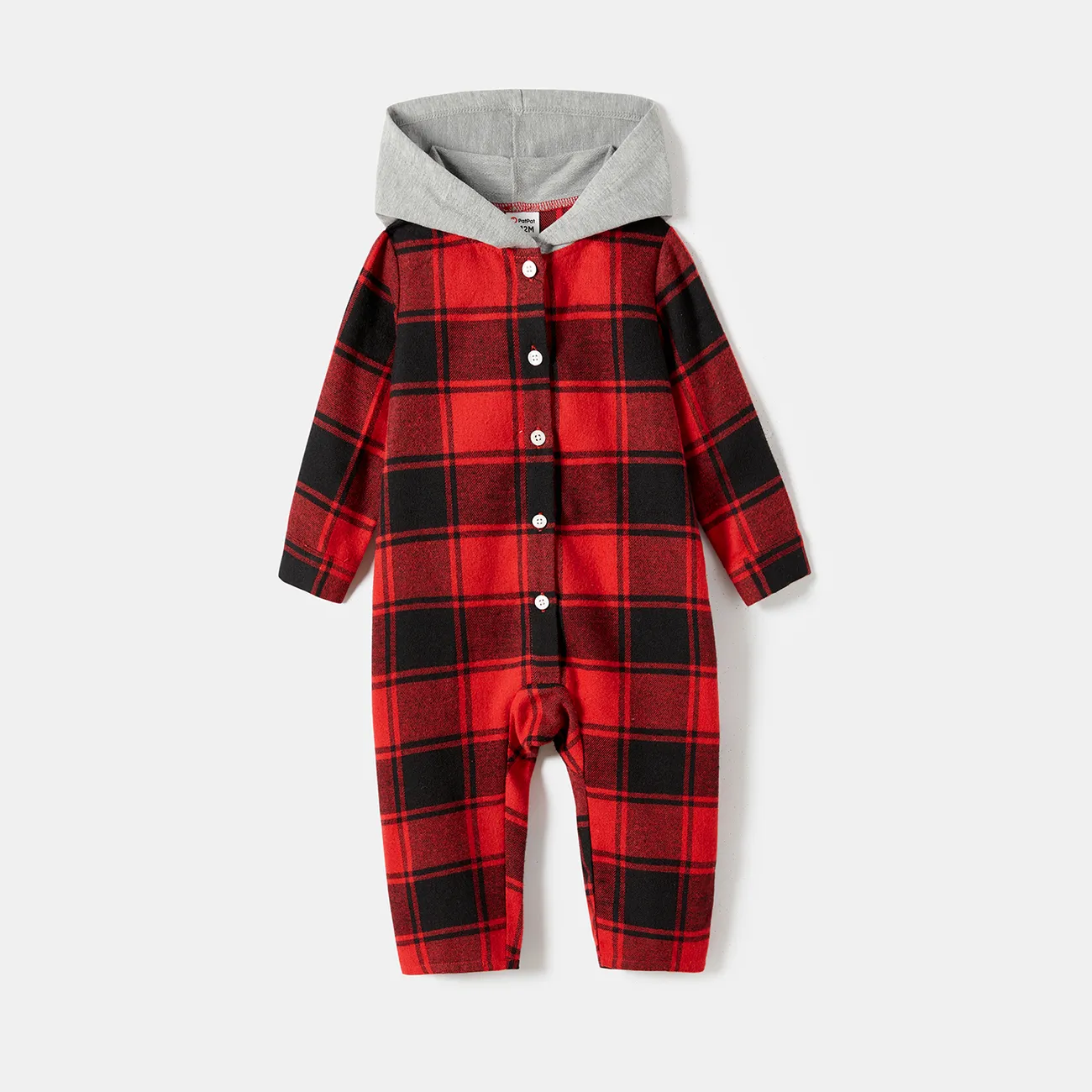 Look de família Manga comprida Conjuntos de roupa para a família Tops vermelho preto big image 1