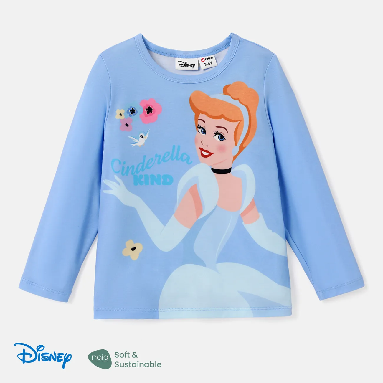 Disney Princess Criança Menina Bonito Manga comprida T-shirts Azul big image 1