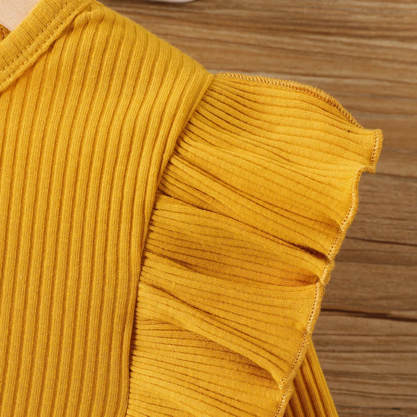 Kid Girl Solid Ruffle T-Shirt Long Sleeve Set  image 3