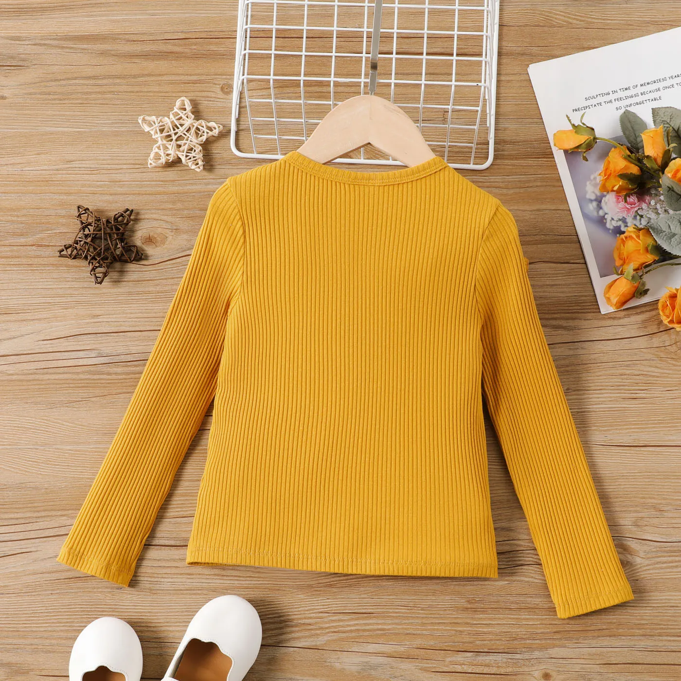 Kid Girl Solid Ruffle T-Shirt Long Sleeve Set  image 6