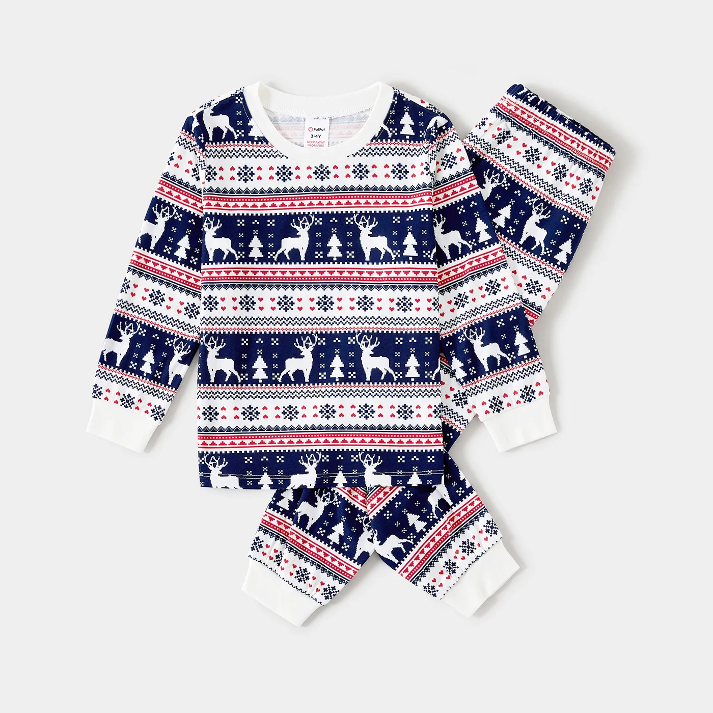 Christmas Family Matching Reindeers Allover Print Long-sleeve Pajamas Sets (Flame Resistant)  image 5