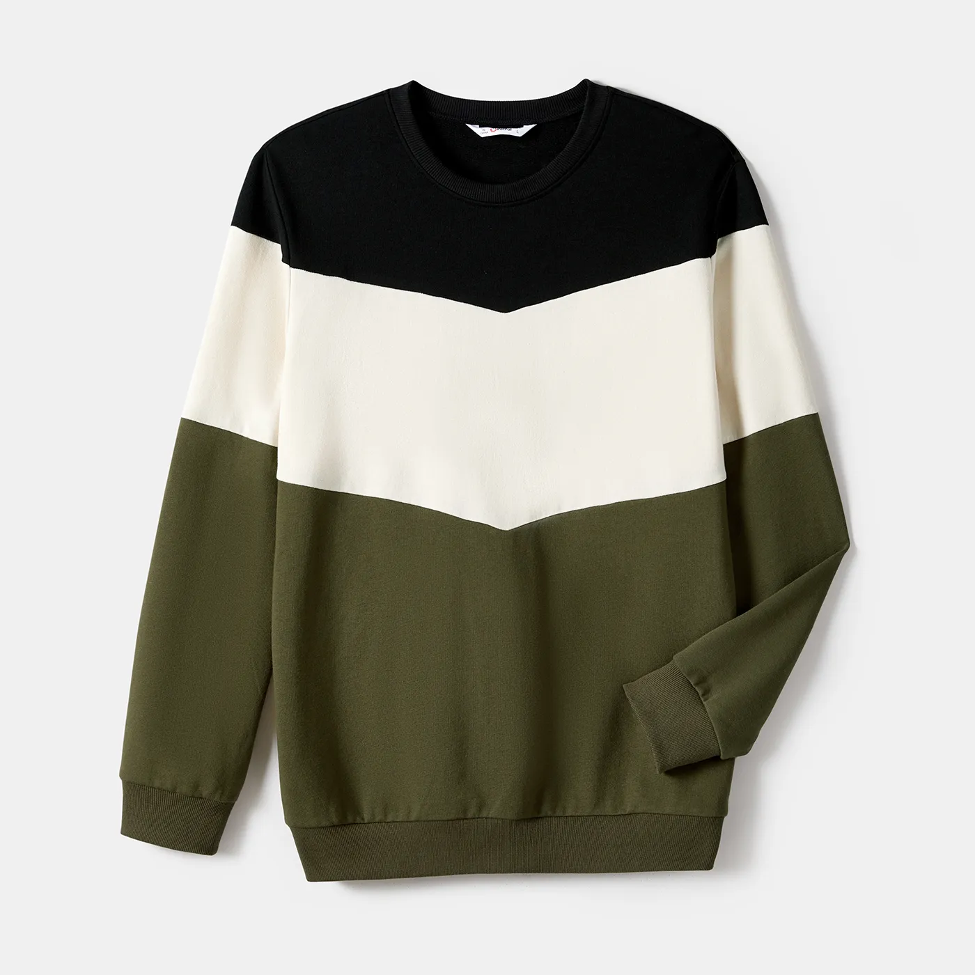 Family Matching Striped Belted Dresses and Colorblock Sweatshirts Sets  image 6
