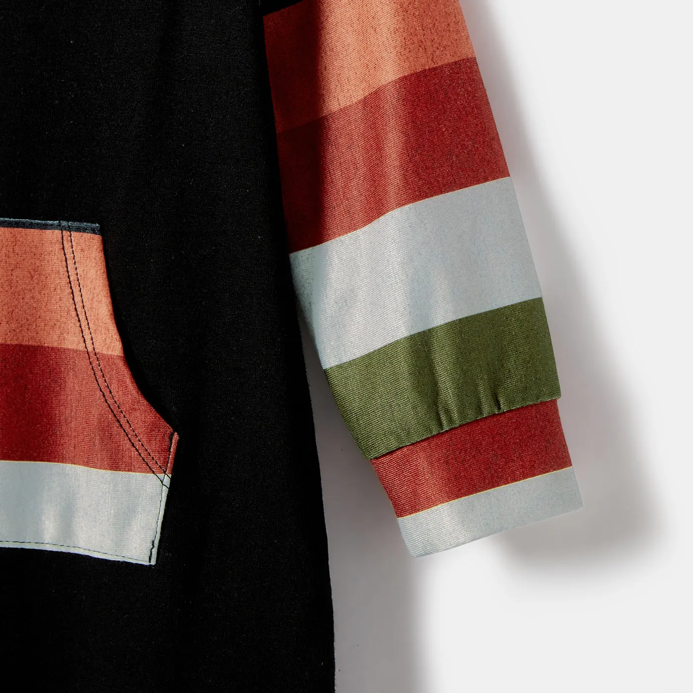 Family Matching Striped Belted Dresses and Colorblock Sweatshirts Sets  image 5