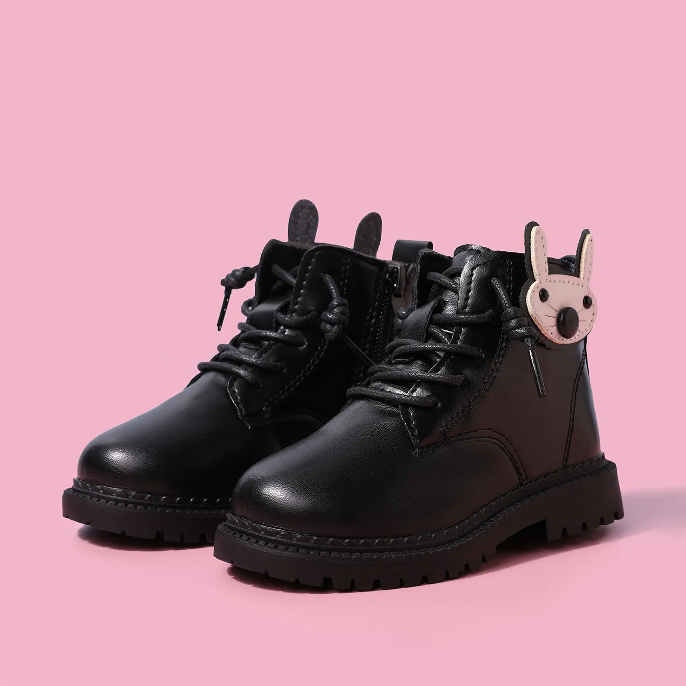 Toddler/Kid Sweet Animal Decor Side Zipper Boots Black image 4