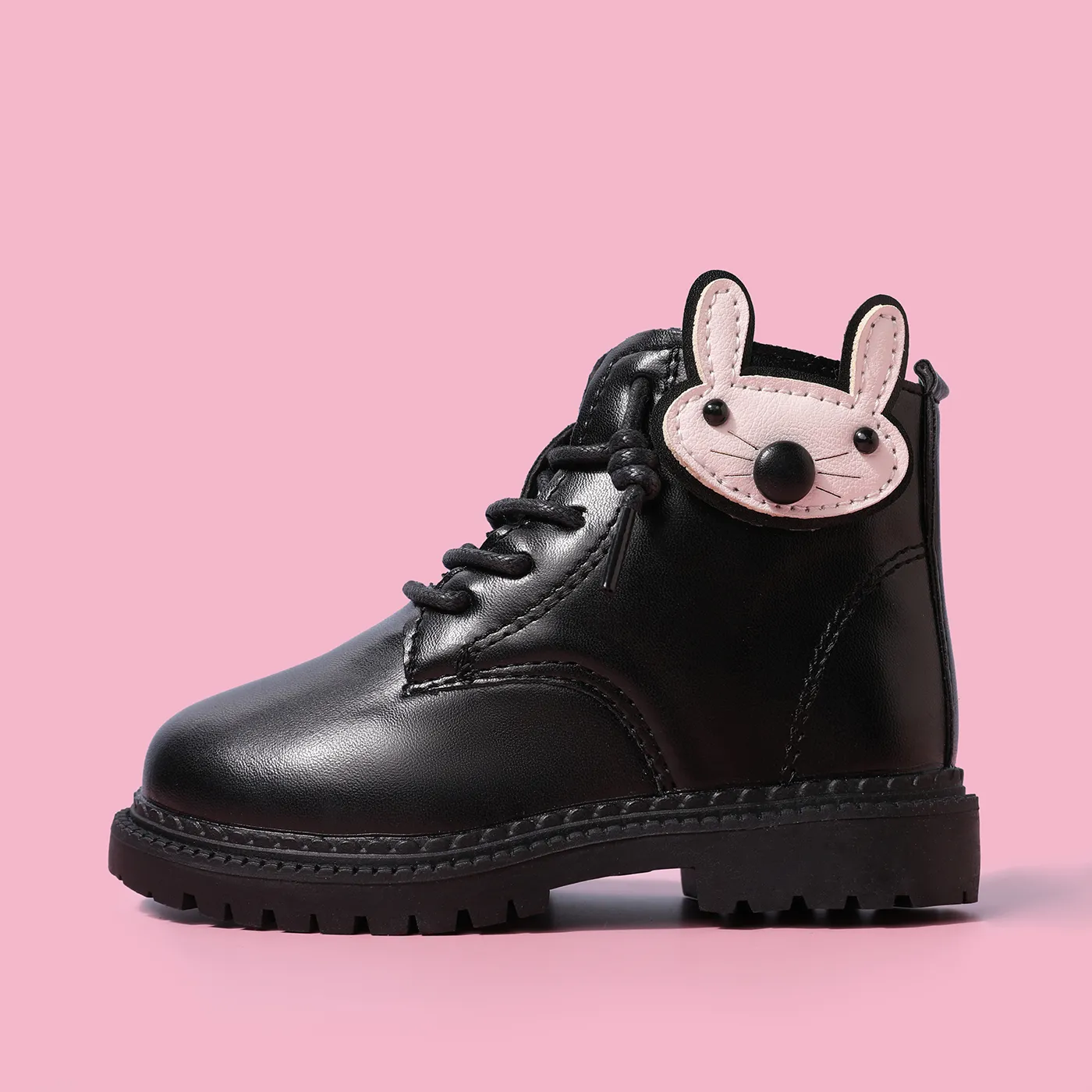Toddler/Kid Sweet Animal Decor Side Zipper Boots Black image 3