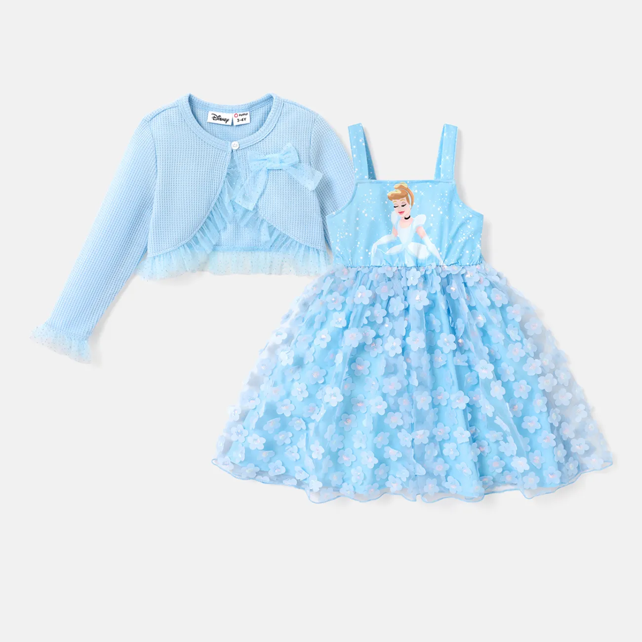 Disney Princess 2 unidades Niño pequeño Chica Volantes Dulce Traje de falda Azul big image 1