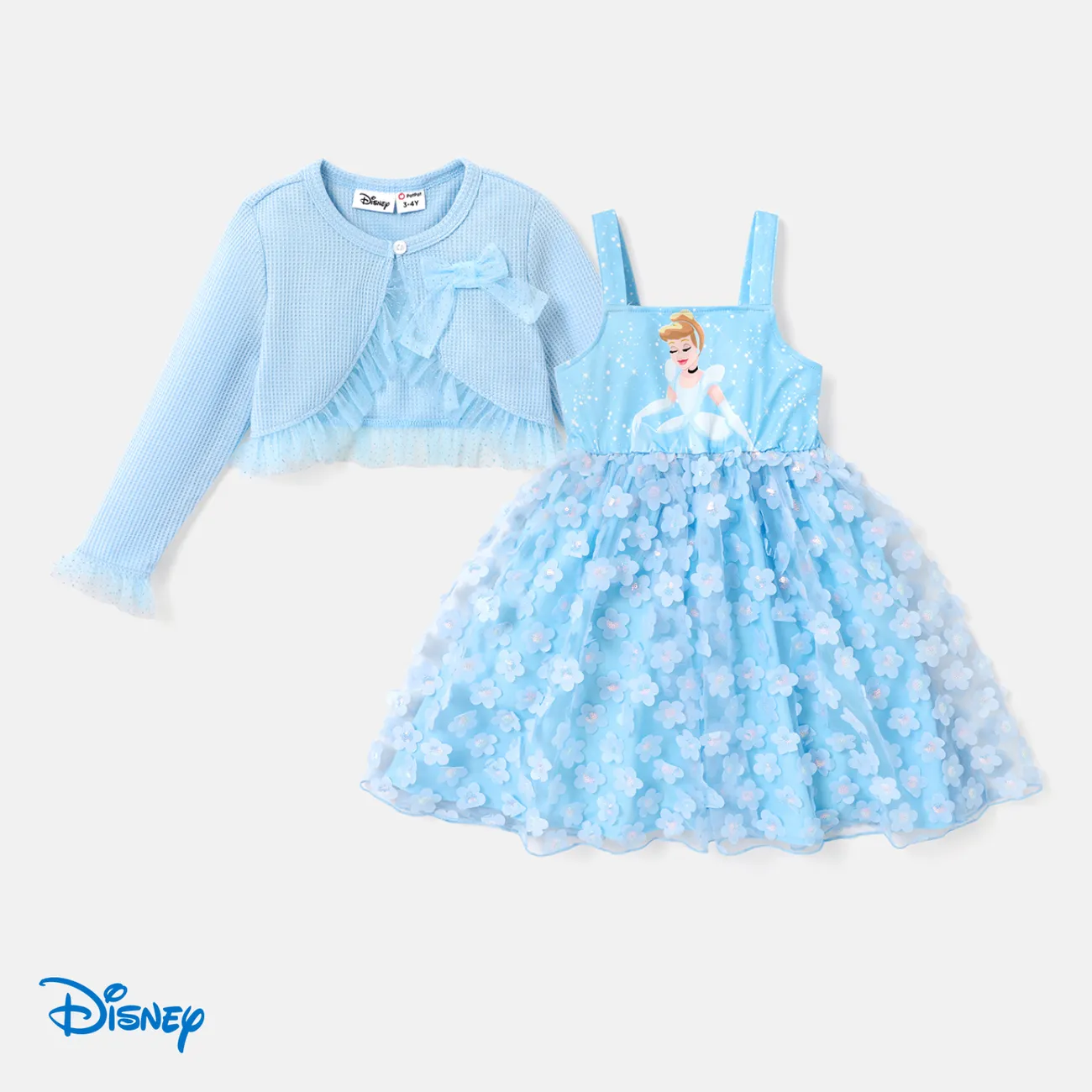 Disney Princess 2 unidades Criança Menina Extremidades franzidas Bonito Fato saia e casaco Azul big image 1