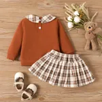 2pcs Baby Girl Childlike Animal Pattern Bear Long Sleeve Skirt Set  image 2