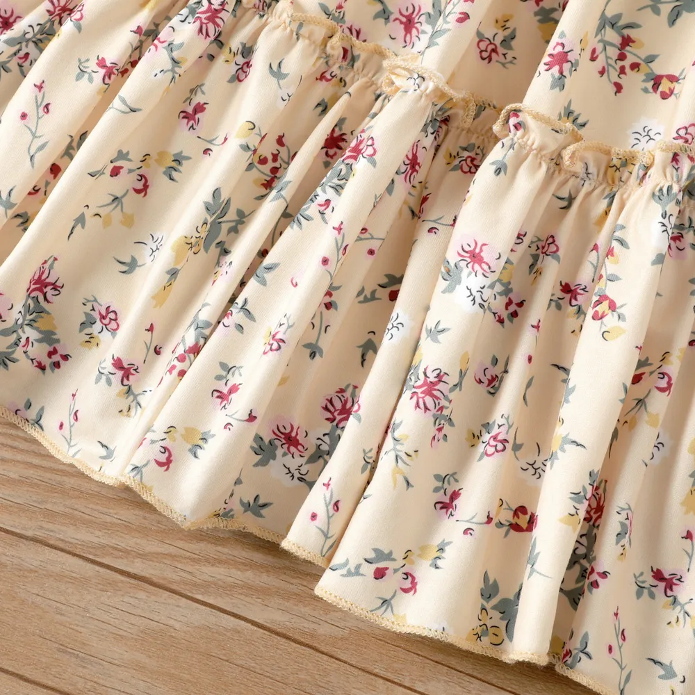 2pcs Kid Girl Buttons Front Long-sleeve Jacket and Allover Floral Print Slip Dress Set big image 5