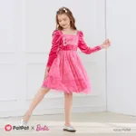 Barbie Kid Girl Glitter Letter Graphic Long-sleeve Mesh Fairy Dress  image 2
