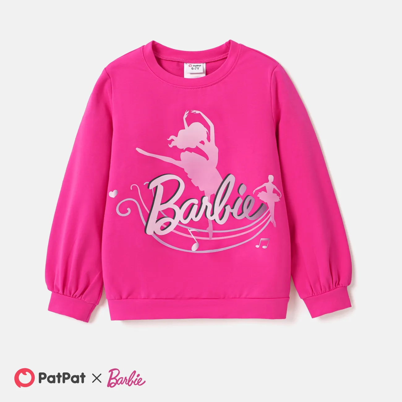 Barbie Kid Girl 2pcs Figure Letter Print Long-sleeve Top or Naia™ Dolphin Shorts big image 1