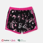Barbie Kid Girl 2pcs Figure Letter Print Long-sleeve Top or Naia™ Dolphin Shorts Black