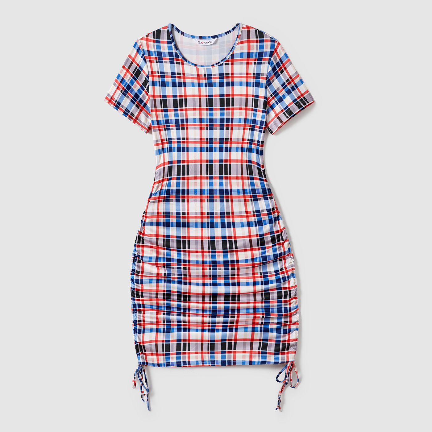 

Family Matching Plaid Print Drawstring Ruched Bodycon Dresses and Polo Short-sleeve Tops Sets