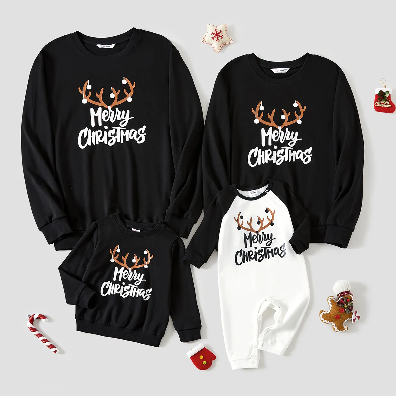 Christmas Letter Print Family Matching Long-sleeve Tops big image 1