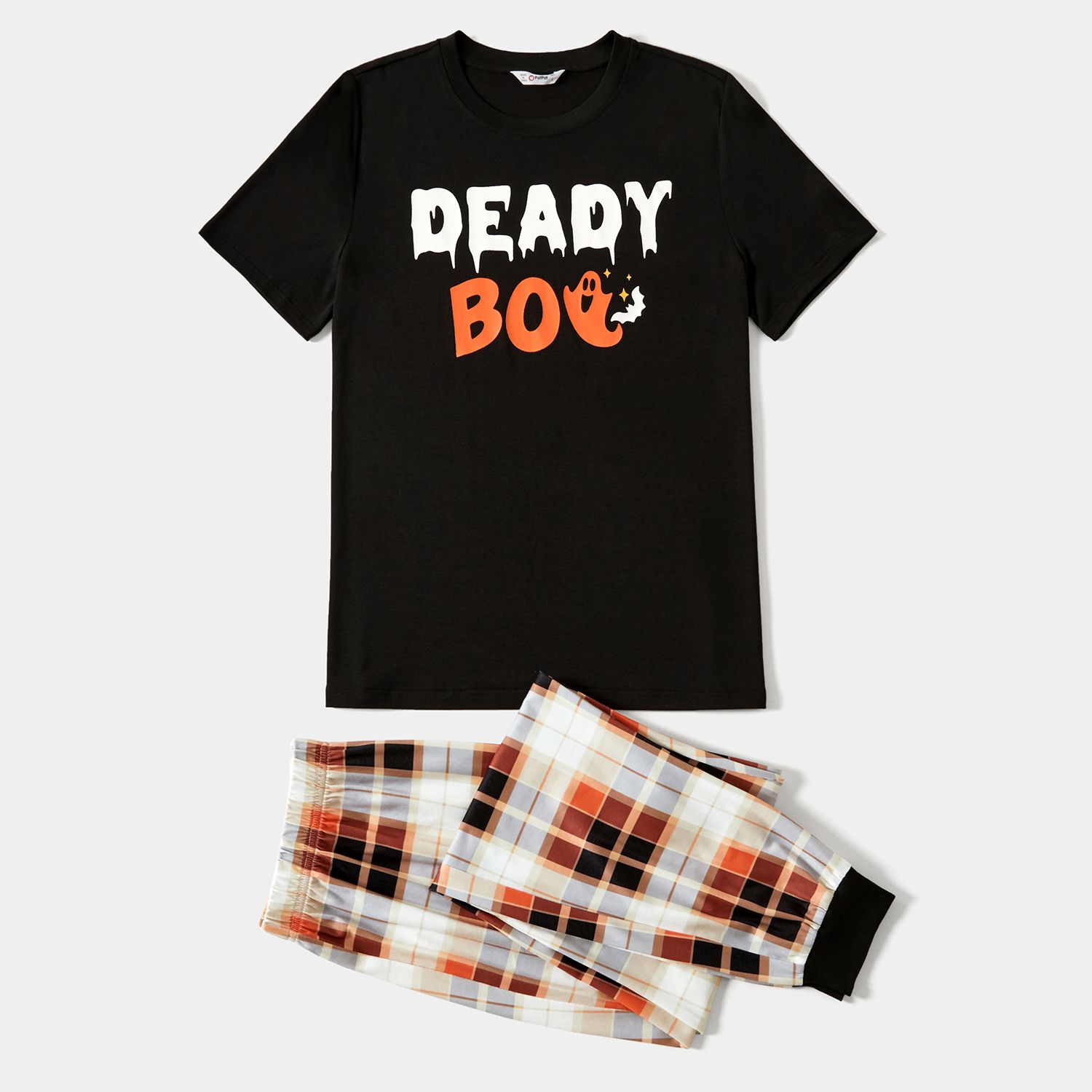 Halloween Family Mtaching Letter Print Plaid Pajamas Sets (Flame Resistant)