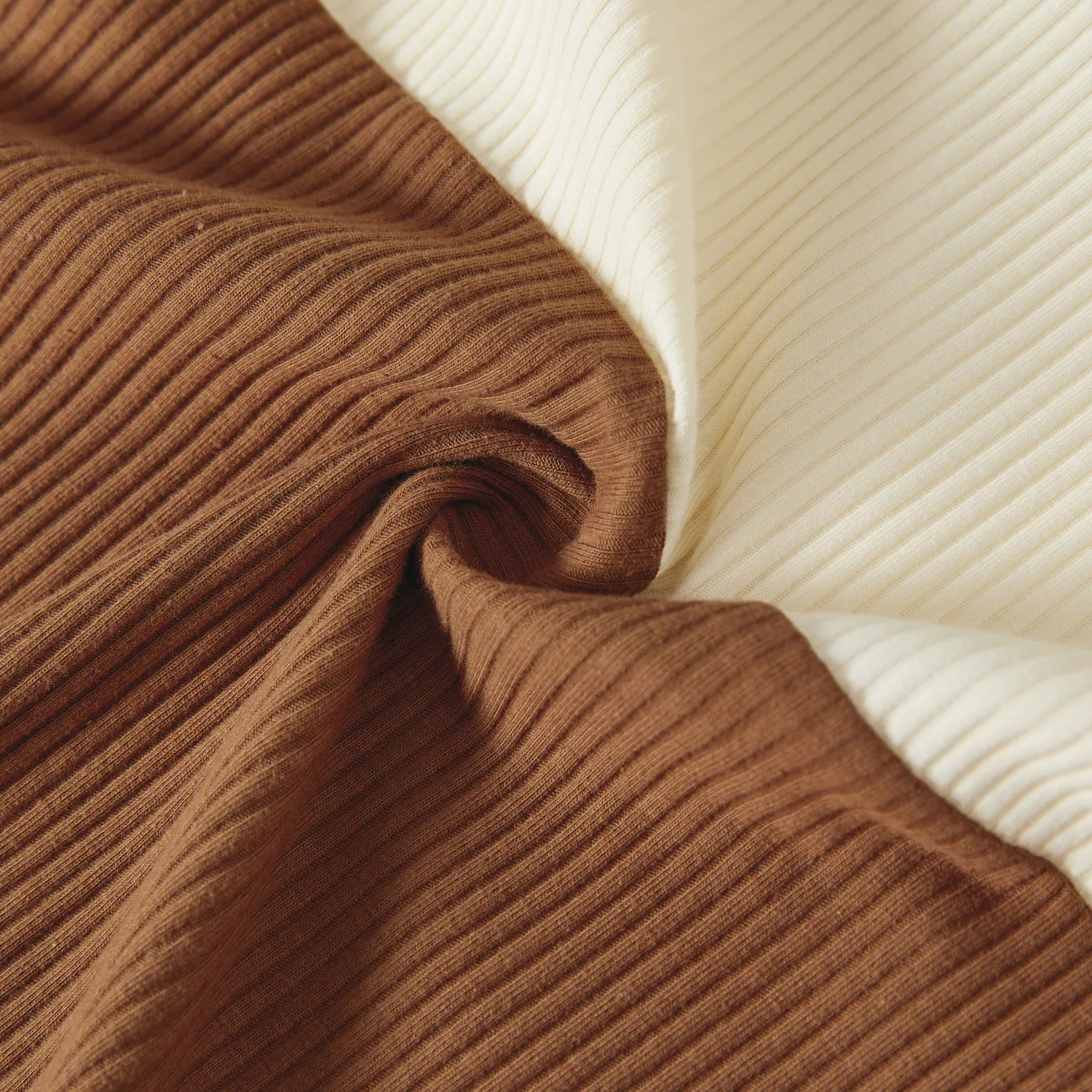 Family Matching Skirt Suit Set Dresses and Colorblock Ribbed Sweatshirts Set Khaki image 6