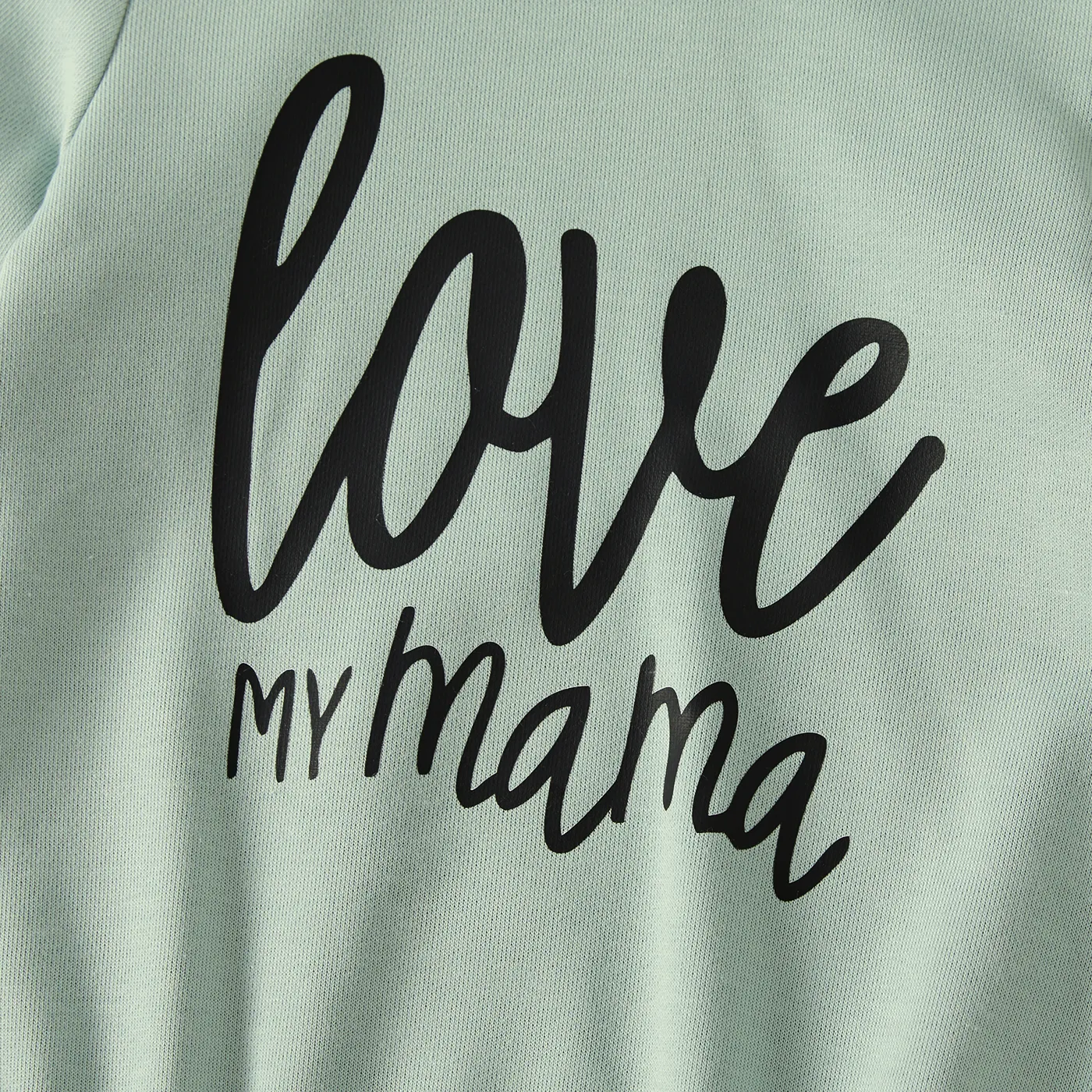 Mommy and Me Letter Print Green Long-sleeve Hoodie Dresses Light Green image 4