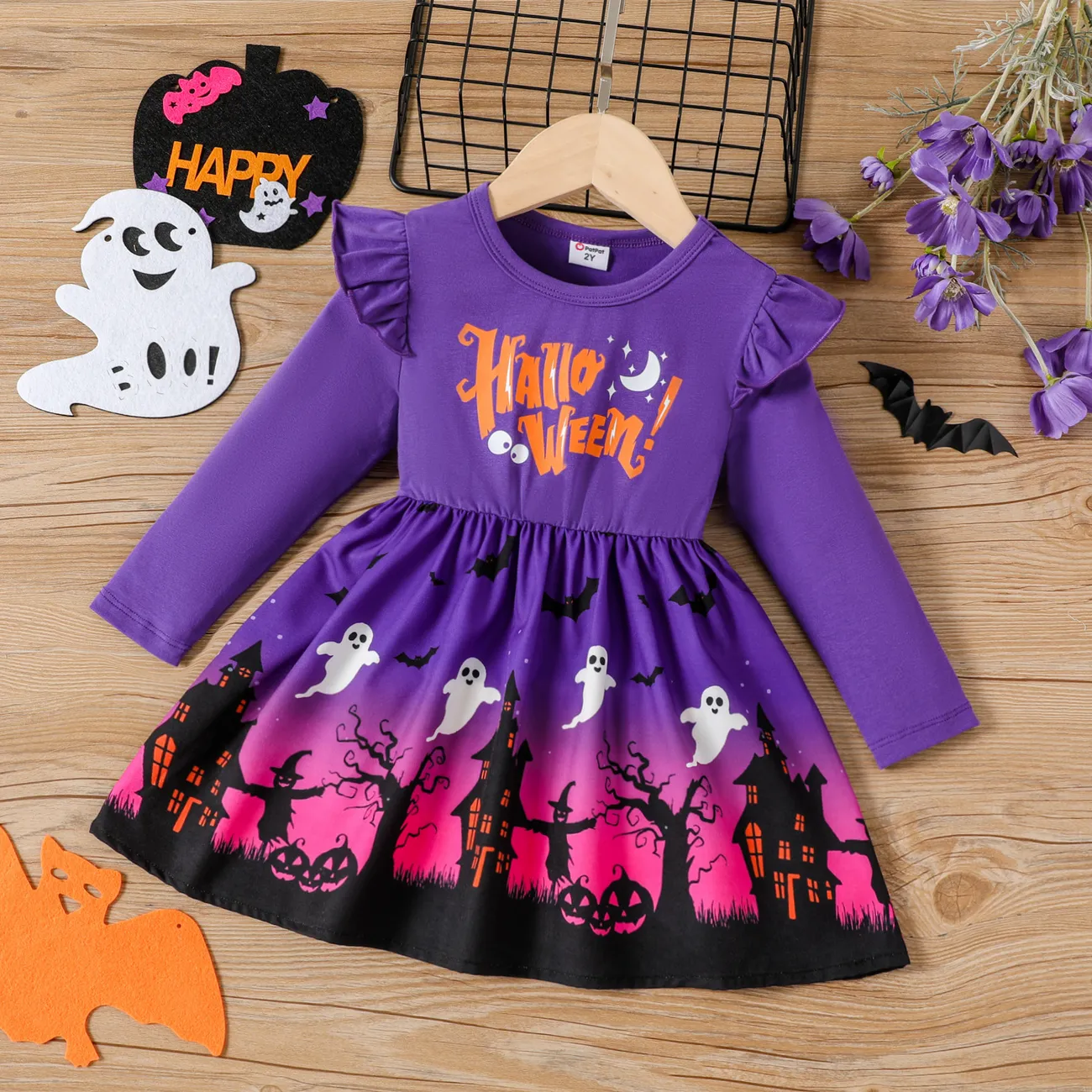 Toddler Girl Halloween Flutter Sleeve Dress